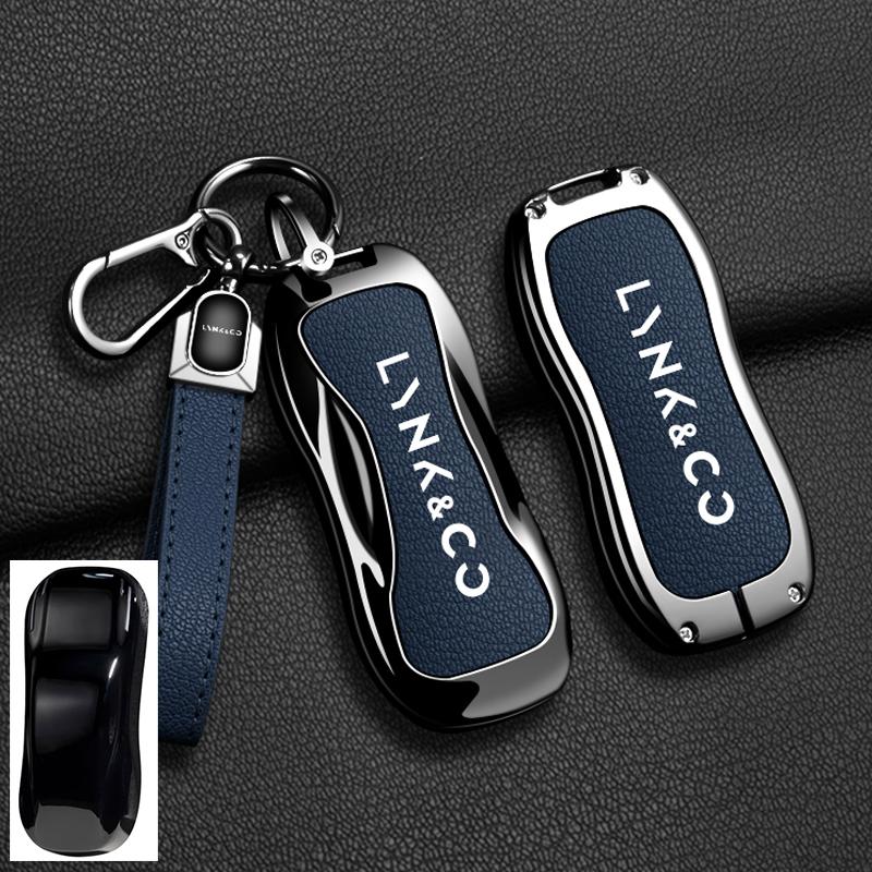 New Car Key Case Cover Fob Shell For Lynk & Co 05 06 03 09 01 2 Zinc Alloy Leather Remote Full Protector Keychain Accessories