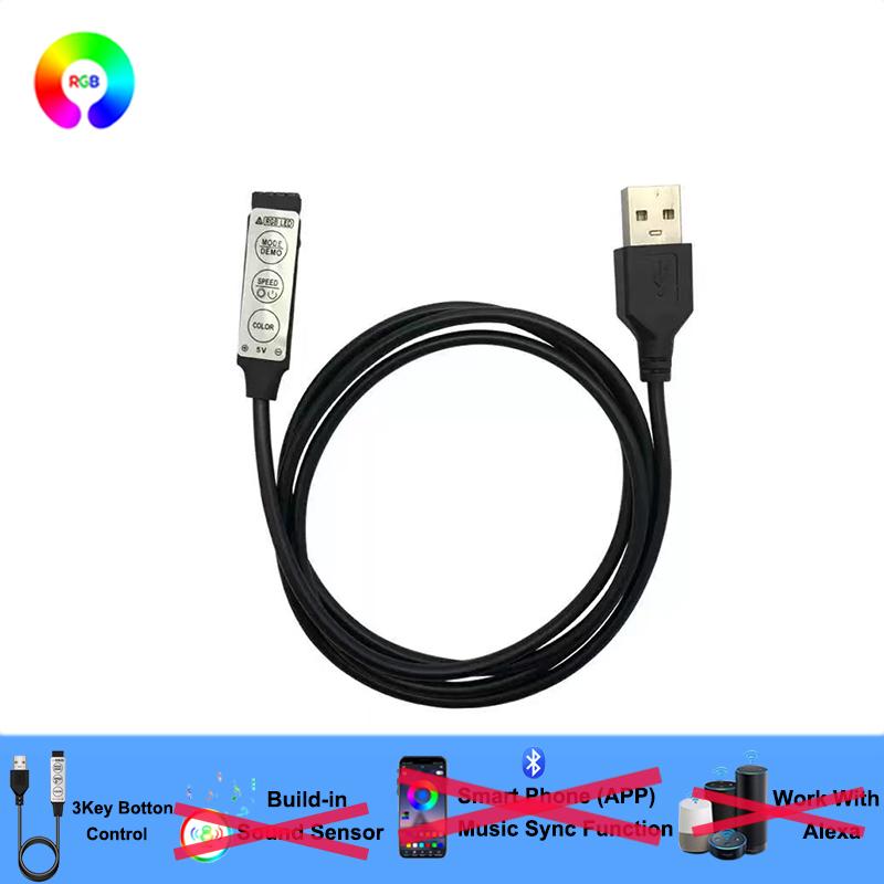 Rgb Lighting Controller 5V 4 Pins Smart 3Key RGB Led Controller USB Receiver RGB Led Lights Color Changing Smart Controller