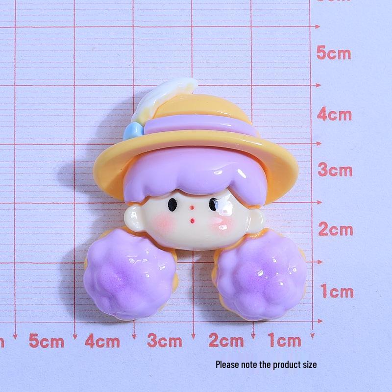 Medium Cute Girl Head Childlike Handmade DIY Phone Case with Cream Glue and Hair Clip Resin Accessories