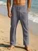 Men's White Linen Drawstring Pants - Relaxed Fit Summer Beach Trousers for Tropical Vacation and Resort Wear