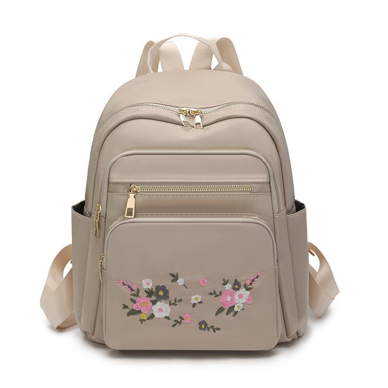 Schoolbag New Embroidered Ladies Simple Backpack Lightweight Large Capacity Bag Multi-layered Travel Commuter Backpack