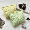 Candy Color Floral Quilted Makeup Bag for Women, Soft Cotton Padded Large Capacity Cosmetic Pouch, Portable Travel Organizer