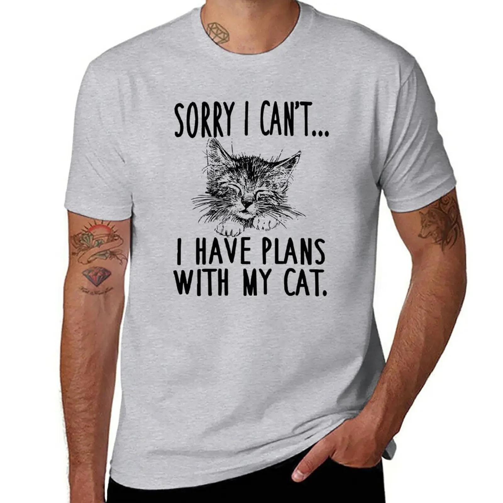 

Sorry I Cant I Have Plans With My Cat TShirt new edition funnys fruit of the loom mens t shirts S