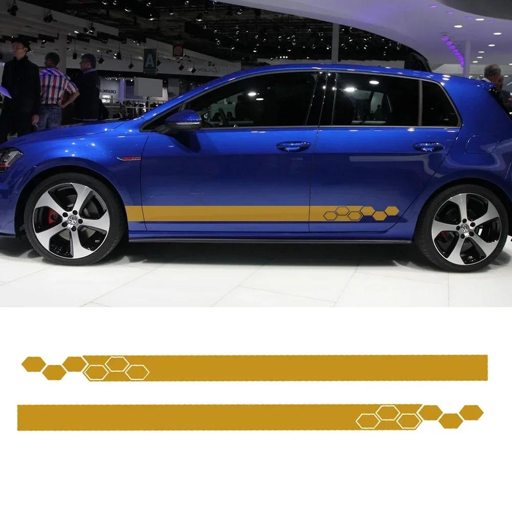 2PCS Hexagon Car Stickers Side Body Decals for Volkswagen VW Golf 5 6 7 MK7 MK6 Passat B6 B7 B5 Polo 6R T5 Jetta 6 Touareg Bora