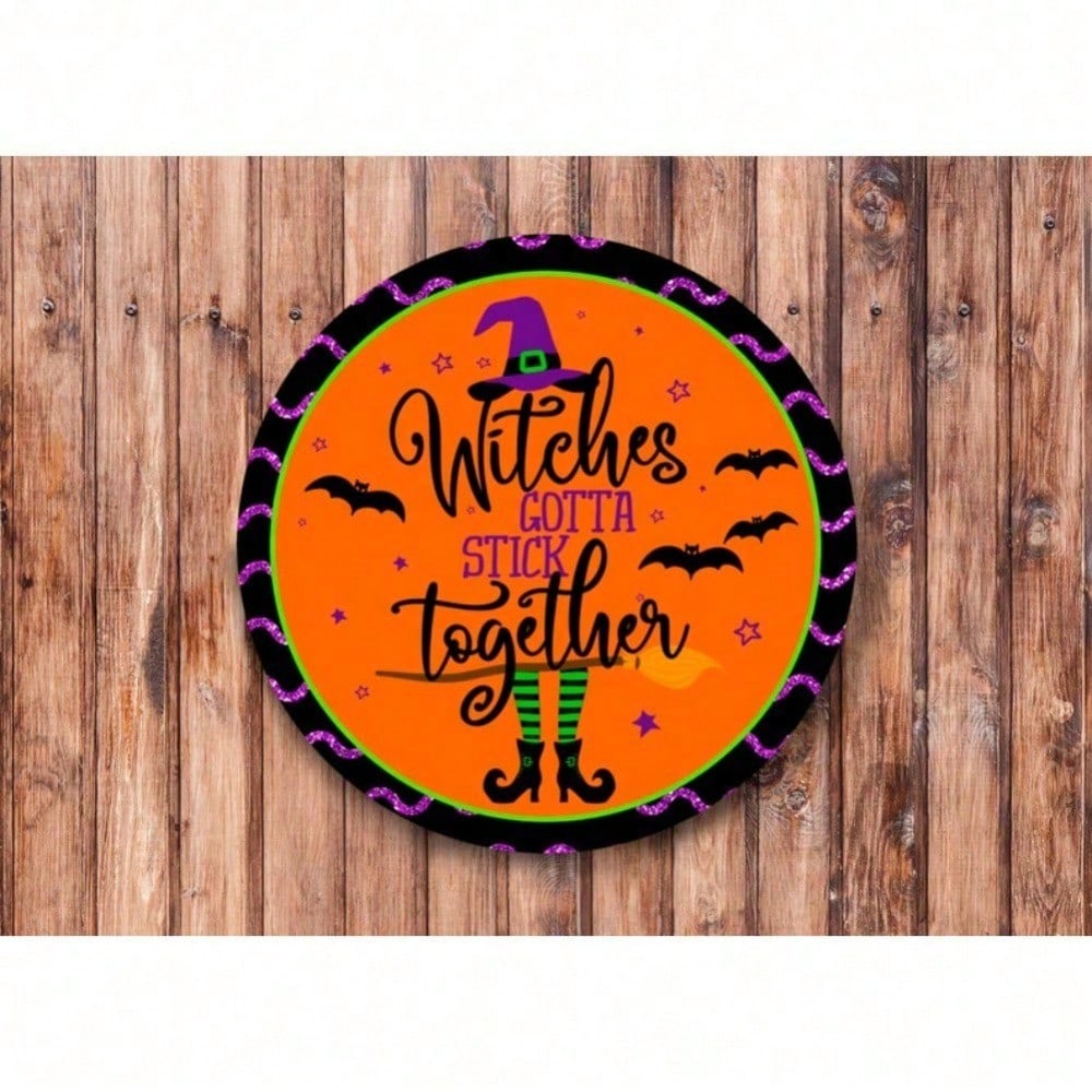 

Vintage Gothic Witch Halloween Metal Wreath Sign, Wall Decor For Living Room Bedroom Bathroom Kitchen 20x20 різнокольоровий