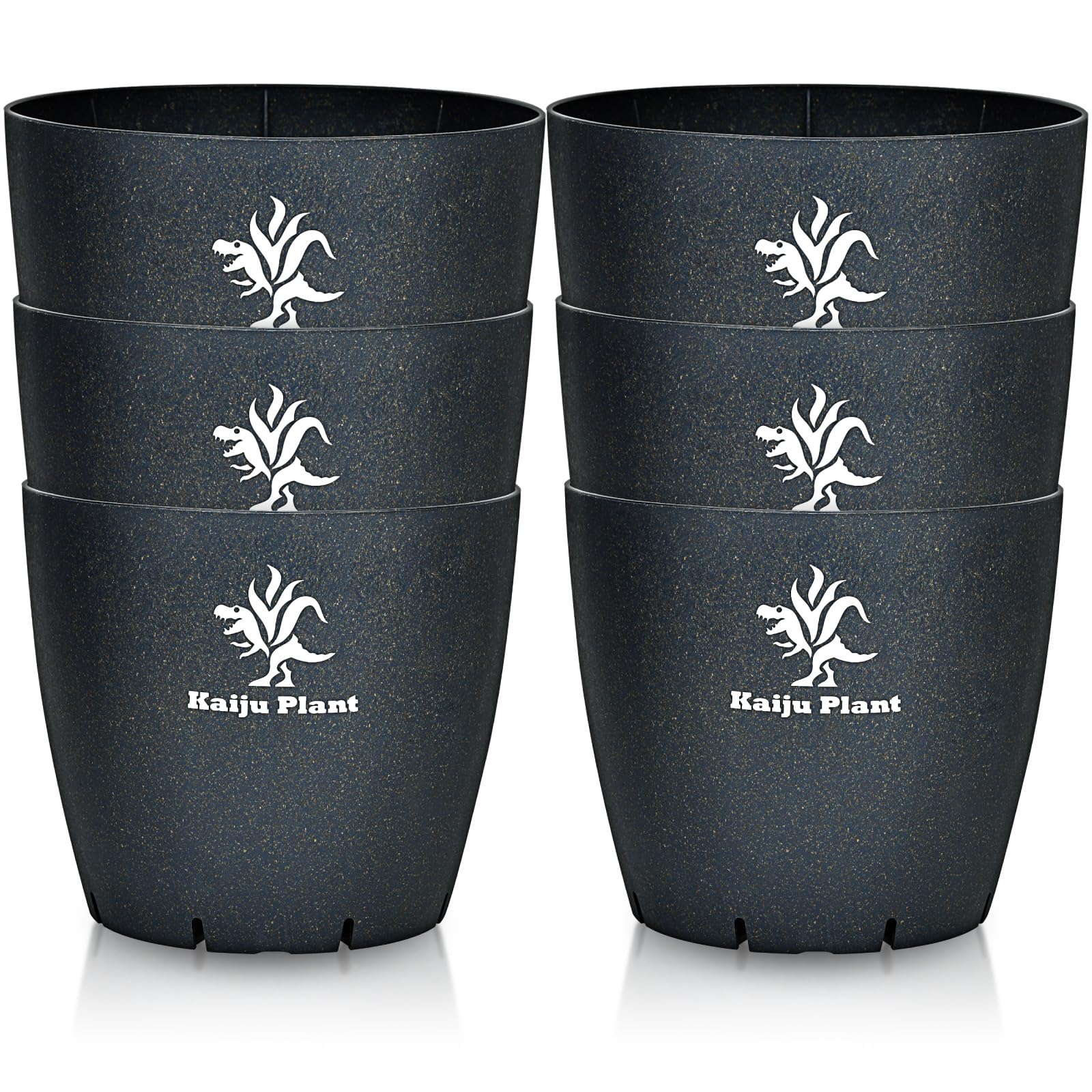 

Kaiju Plant Slit Size Recycled Wheat Straw Plastic Flower Tuberous Cactus Eco4.5 Pot, 4.5, Pot, Pot, Agave, (6 Pieces/Black/Logo)