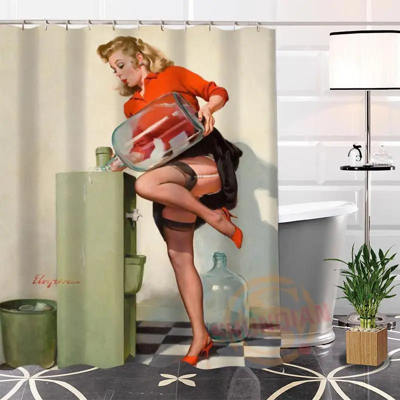 Eco-Friendly Custom Unique Pin Up Girl Modern Shower Curtain Bathroom Waterproof For Yourself H0220-54