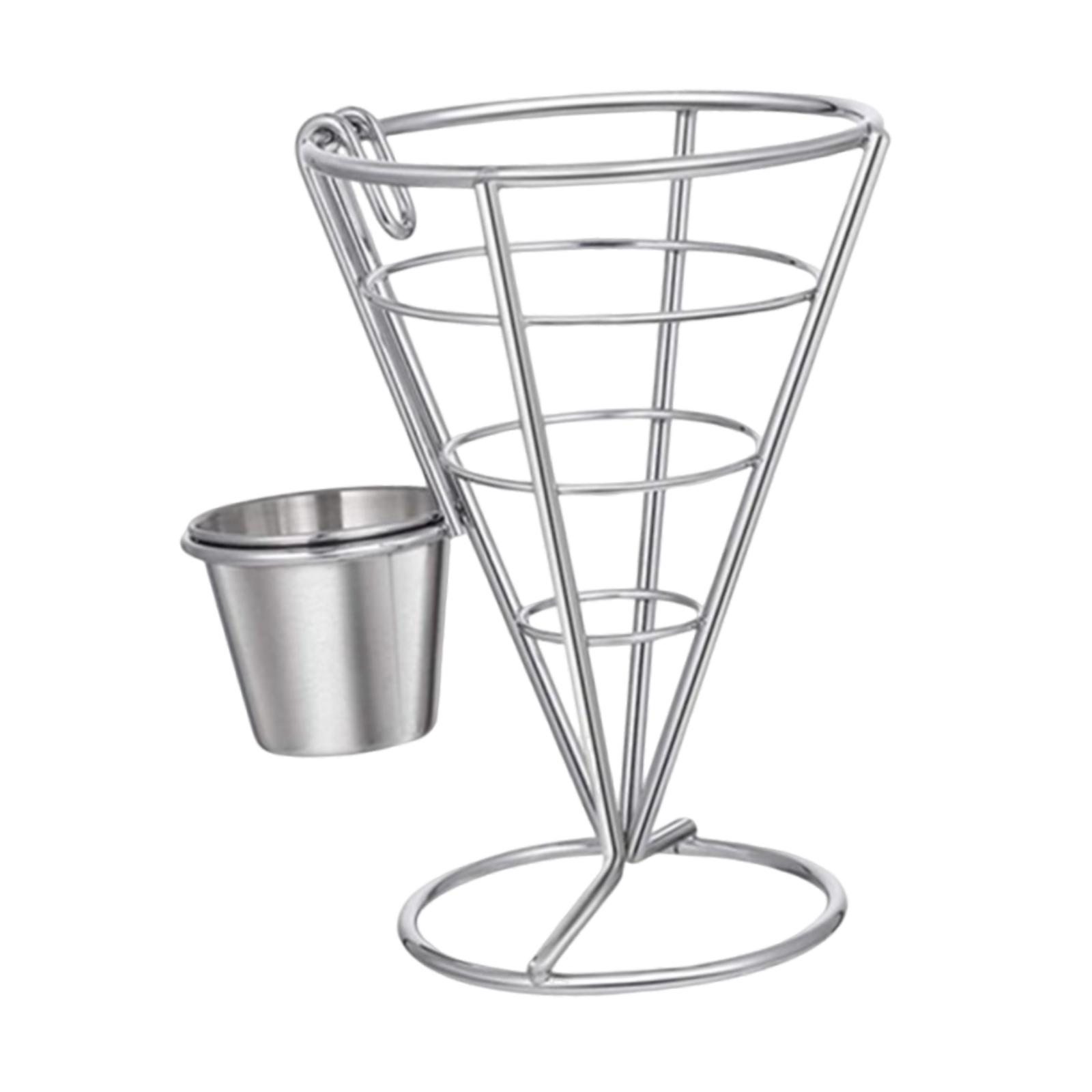 

1 шт. Подставки для картофеля фри из нержавеющей стали, конус, металлическая проволочная корзина для закусок, подставки для подачи закусок, аксессуары для украшения кухонного стола