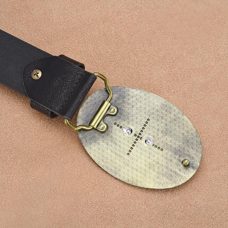 New Retro Men's Belt with Rivets and Embossed Design Men's Fashionable Pants Belt, Men's Belt