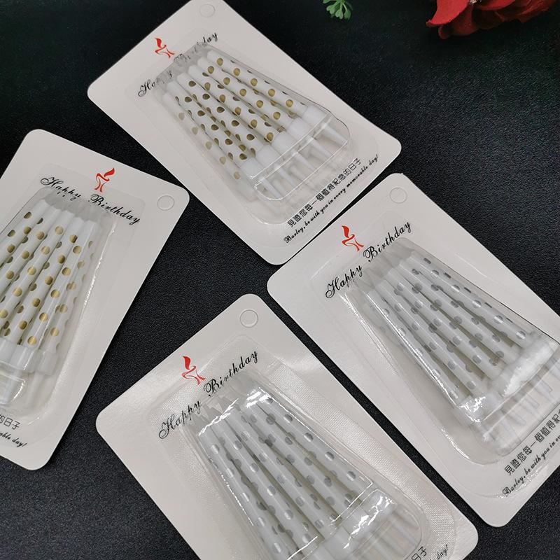 Children's Birthday Party Candles Romantic Golden Silver Polka Dots Candles Creative Cartoon Printing Polka Dots Birthday Candles