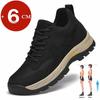 Men's Breathable Genuine Leather & Mesh Hidden Elevator Casual Sneakers Lift Outdoor Sports Work Hiking Height Increasing Shoes