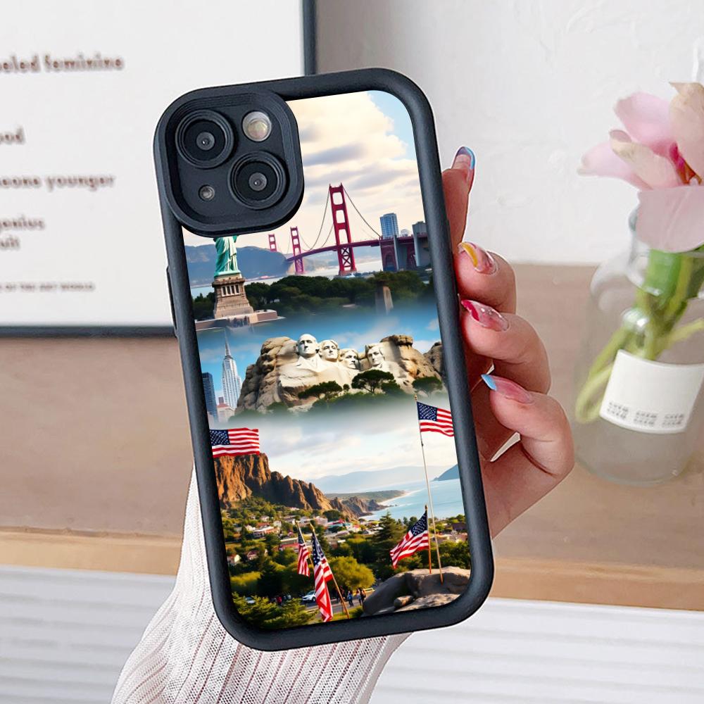 USA America Flag Thicken TPU Mobile Phone Case for iPhone 17 16 15 14 13 12 11 Air Pro Max Plus Colorful Cover