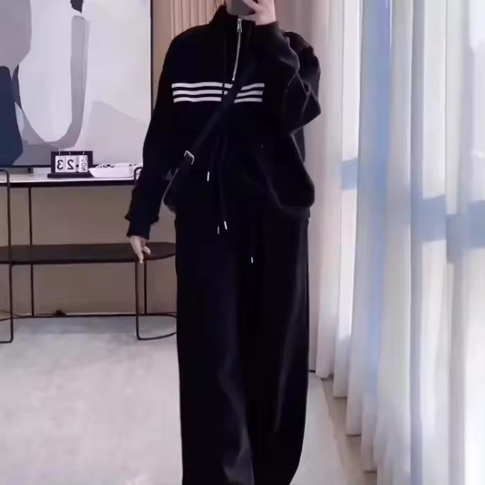 

Spring Autumn Plus Size Women s Hoodie Set Loose Casual Slimming Sportswear Plus Size Outfit S чорний