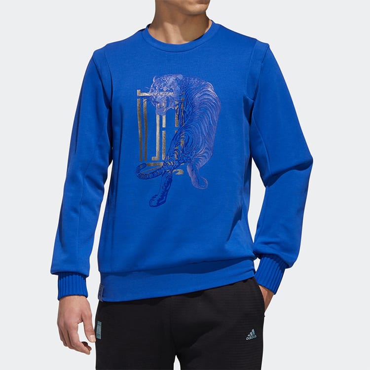 Adidas Wu Ji Collection Sweatshirts Men's Royal Blue Crew Neck Moderate Regular GF4058