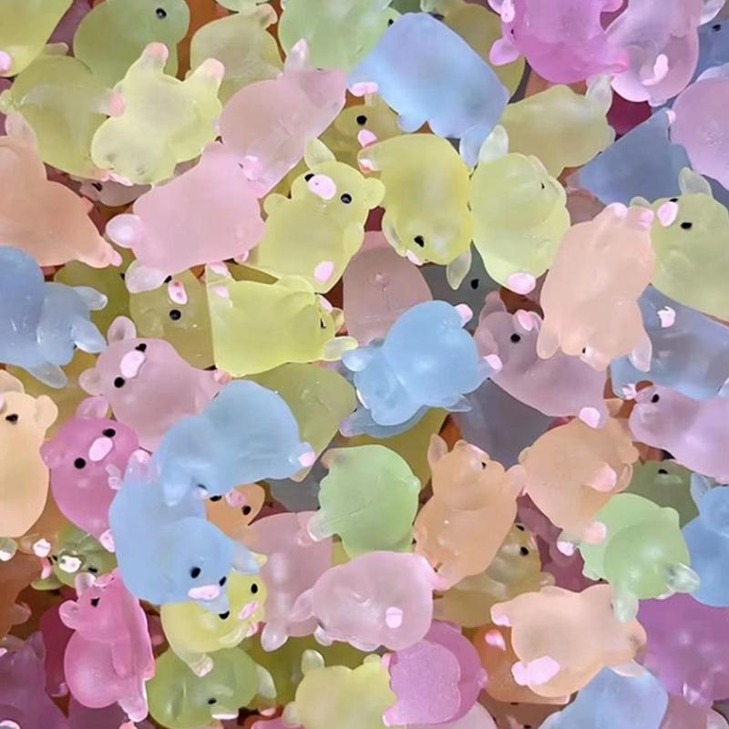 6 ks svítící mini pryskyřičné prasátko do auta, hračky, panenky, figurky, domácí zahradní dekorace, kreslené barevné roztomilé ozdoby na auto, dárky