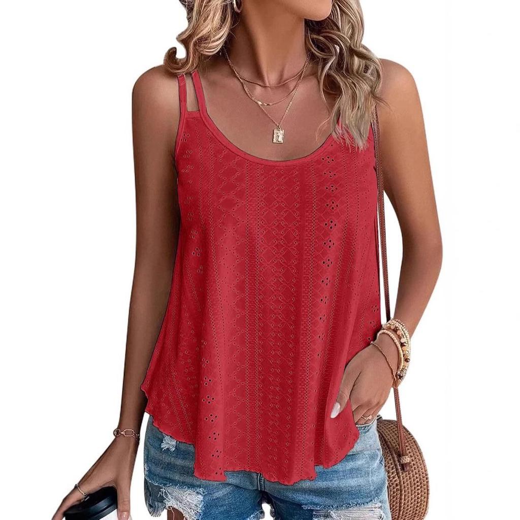 Women's Spaghetti Strap Sleeveless Tank Top - Loose Fit for Summer Vacation 2025