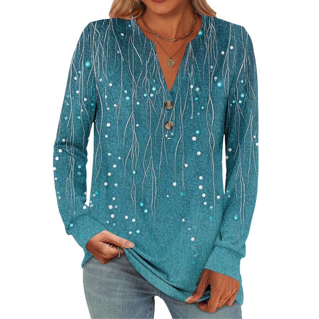 Women's Fashion Casual Floral Print Long Sleeve T-Shirt Pullover Top