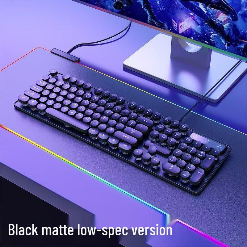 Retro Punk Mechanical Feel Gaming Keyboard & Headset Combo for Desktop/Laptop Gaming