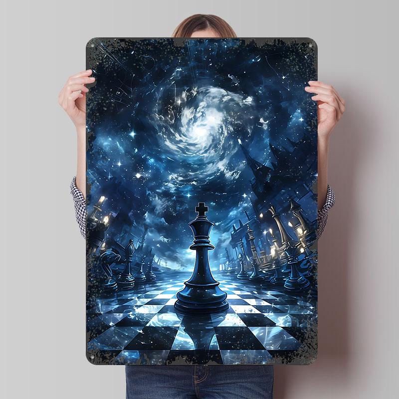 

Galaxy Universe Chess Tin Plaque Poster Customized Wall Art Retro Vintage Metal Signs for Man Cave Coffee Bar Accessories Decor 20x30cm（7.8x11.8inch）