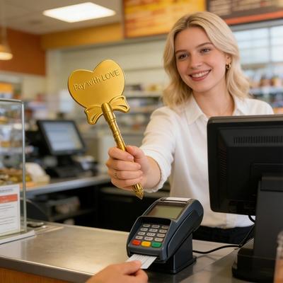 Varinha Tap-to-Pay Porta-Cartão de Pagamento Sem Contato Varinhac Portador de Cartão de Crédito Varinha de Coração Fofo Presente para Crianças Adultos