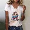 3D Cartoon Cat Print Cute Animal Women's T-shirts Casual Streetwear Short Sleeves Tees Pullover Summer New Women Clothing Tops