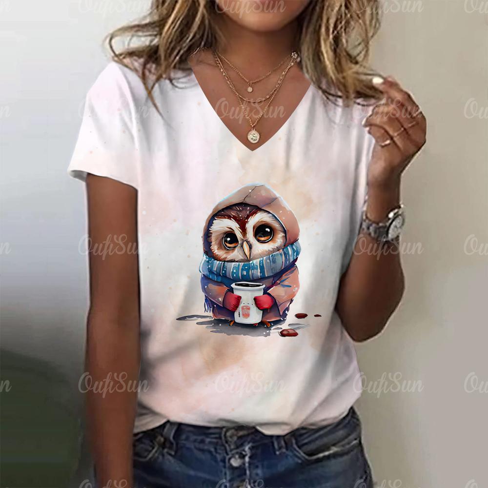 3D Cartoon Cat Print Cute Animal Women's T-shirts Casual Streetwear Short Sleeves Tees Pullover Summer New Women Clothing Tops