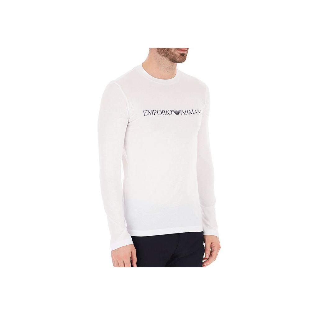 Emporio Armani Letter Logo Printed Casual Crew Neck Long Sleeve T-Shirt Men Tops White 8N1TN8-1JPZZ-0146