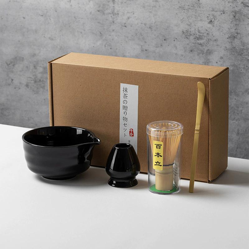 4-6pcs Traditional Bamboo Ceramic Japanese Matcha Tea Set with Spout Reusable Matcha Whisk Set Food Grade Safe Match Bowl