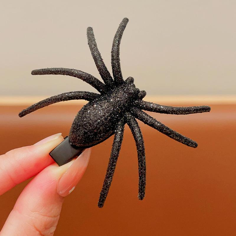 1Pc Ghost Cosplay Supply Black Spider Hairpin For Home Halloween Party Girl Hair Clip Barrettes Hair Accessories Party Supplies