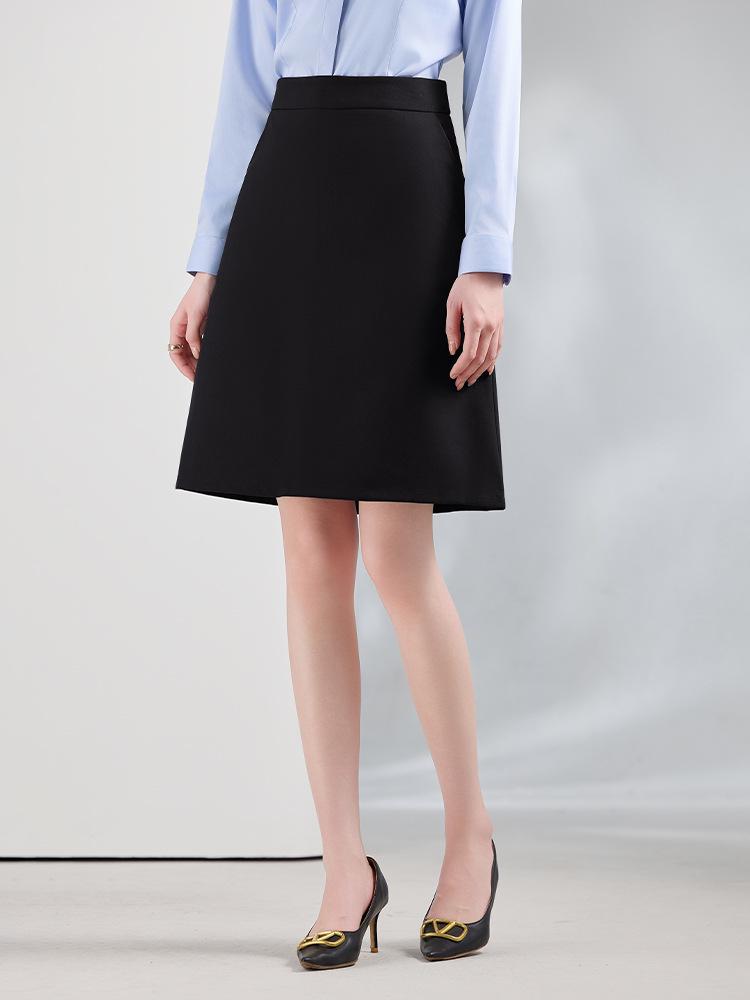 Black High Waist Slim A-Line Skirt with Slit - New Trend, Elegant, Short, and Sophisticated Design