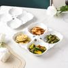 White Brine Relief Leaf Ceramic Dividing Plate Kitchen New Four Compartments Snack Dishes Creative Exquisite Dining Tableware