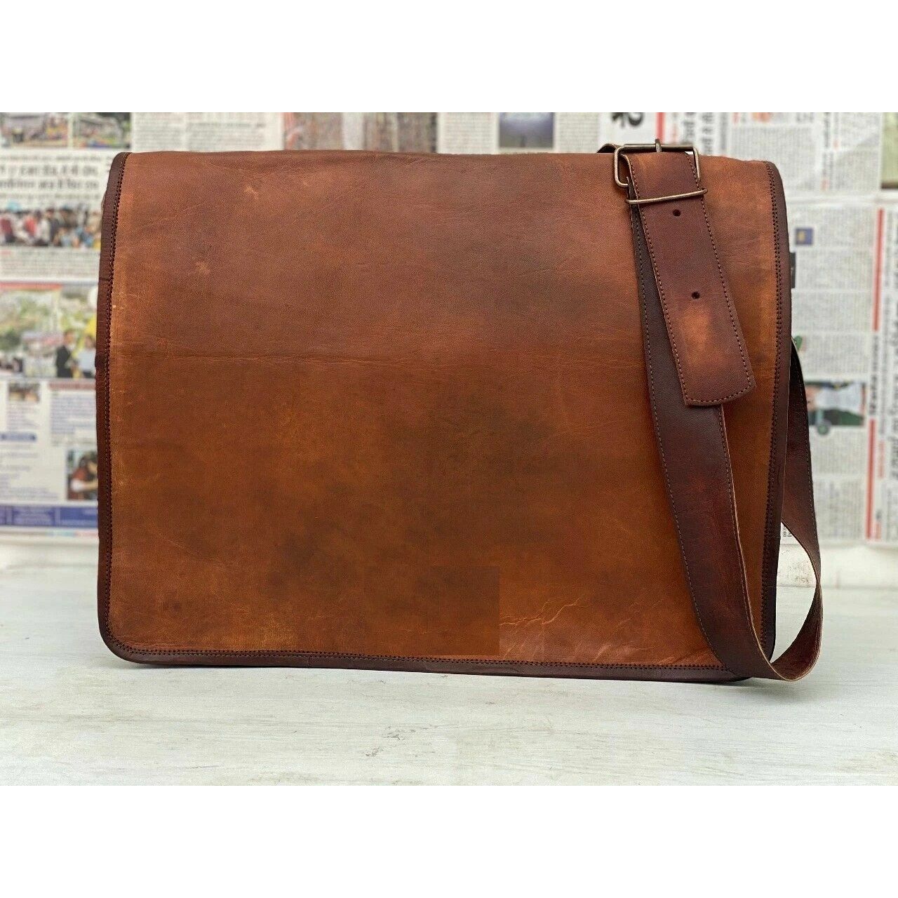 

Кожаная сумка-мессенджер через плечо для ноутбука, портфель, кожа Crazy Goat, мужская, винтажная 16 x 12 x 5 in