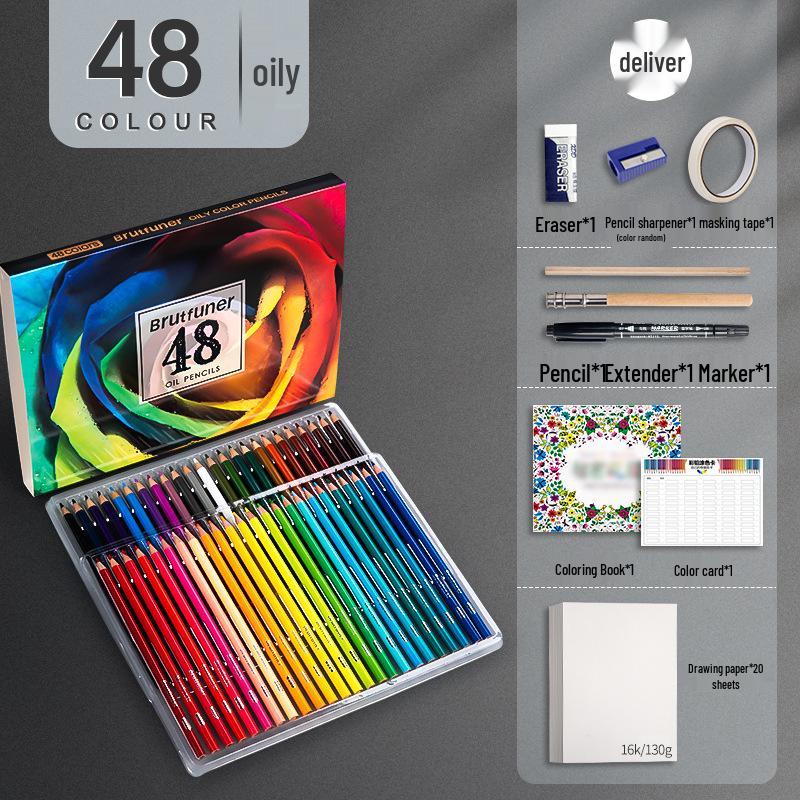 Cross-border Brutfuner 180 Oil-Based Non-Water-Soluble Colored Pencils for Art and Graffiti Drawing.