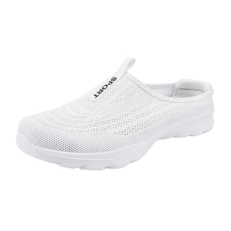 2025 women's shoes fly-woven fashion half-drag spring summer new trend large size comfortable one-pedal casual single shoes