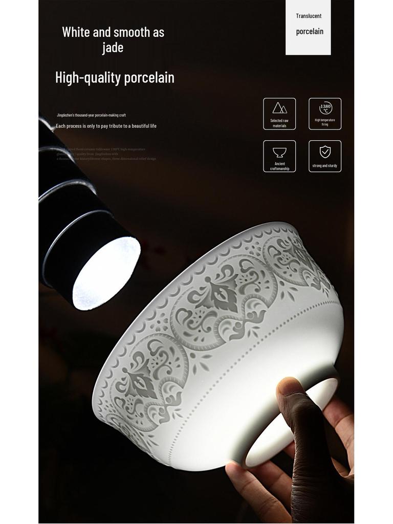 High-End Light Luxury Relief Porcelain Dinnerware Set - Simple White Design