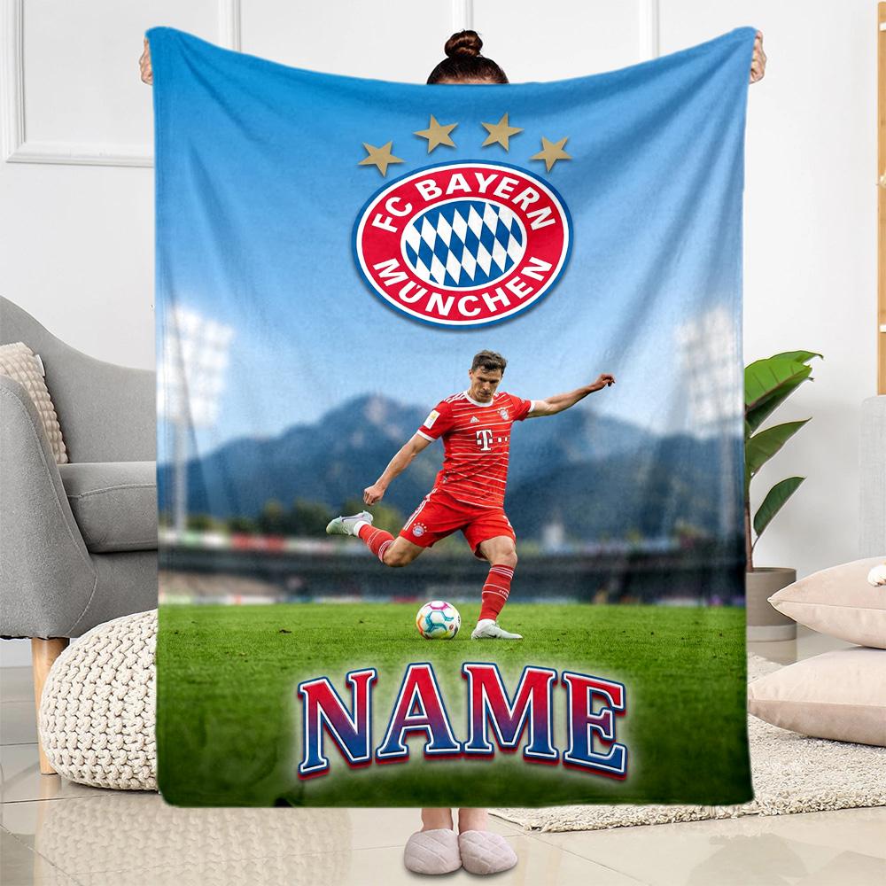 Bayern Munich Jersey Personalized Name Blanket Cozy Customizable Blanket Warmthful Decor Great for Nap Office Seaside Bed All-Season Use