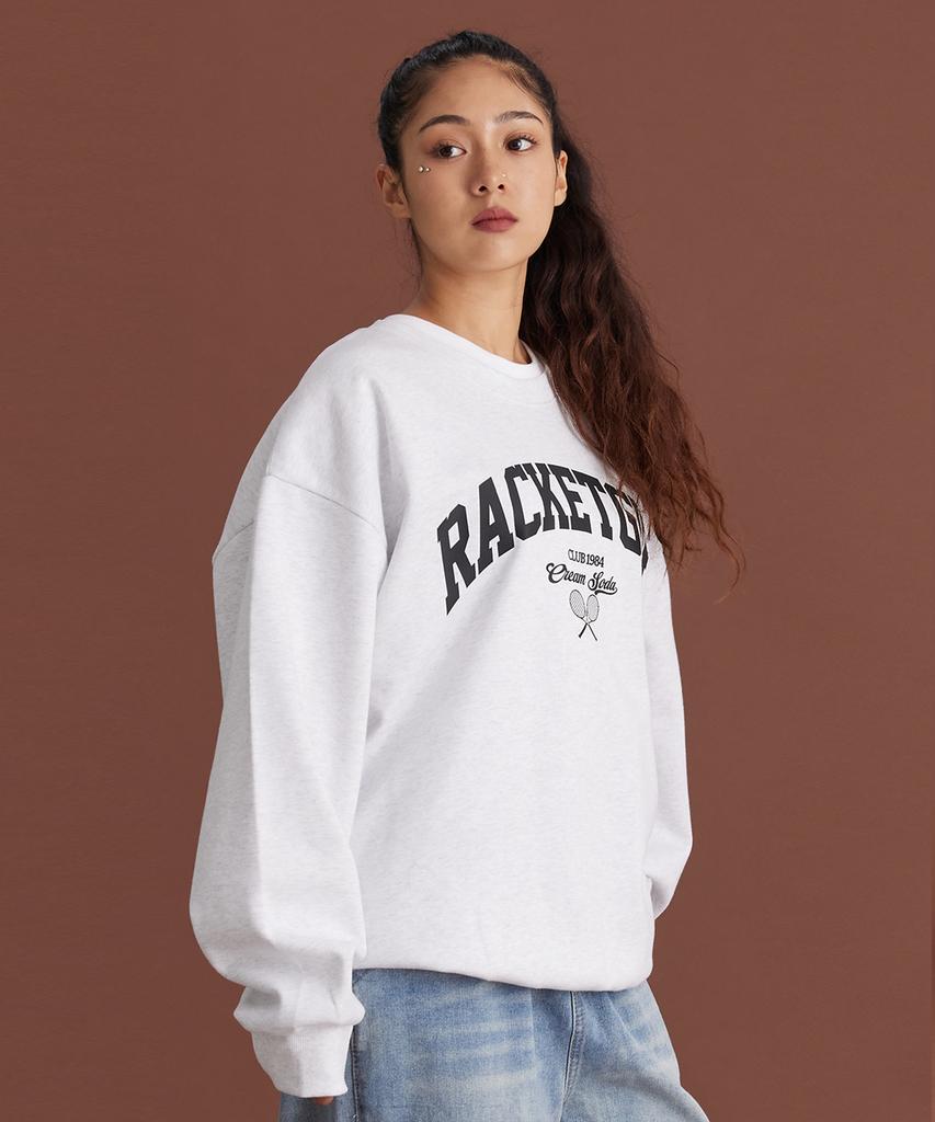 CREAM SODA LAB Racket Girl Light Gray Black Sweatshirt