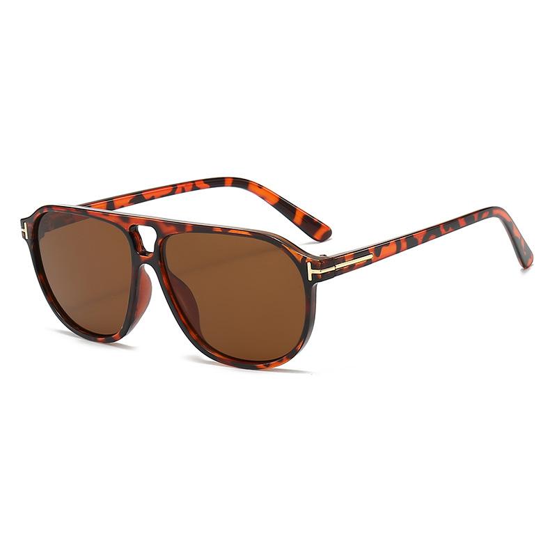 Retro Double Bridges Men Pilot Sunglasses Fashion Rivets Decoration Shades UV400 Women Trending Leopard Sun Glasses