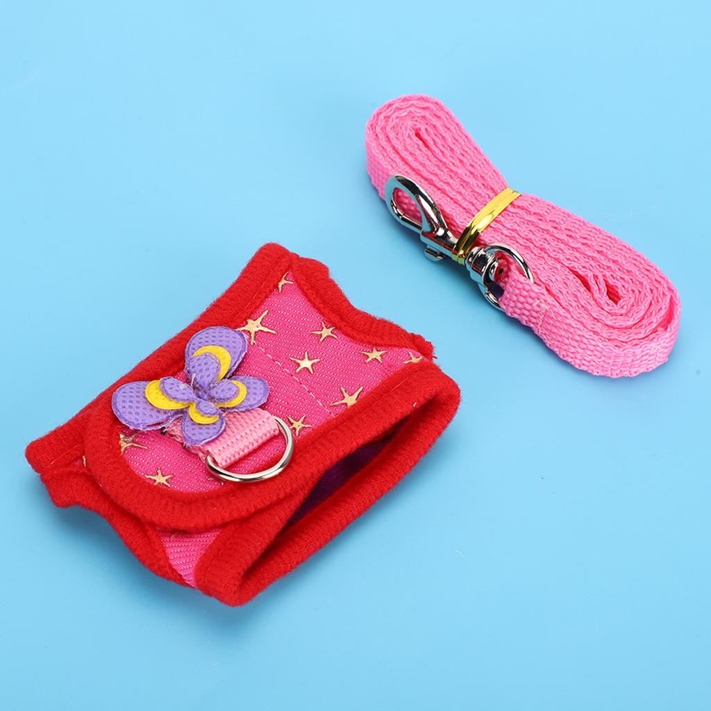 Small Pet Animal Leash Harness Set Chest Strap Traction Vest for Rabbit Hamster Guinea PigRed M