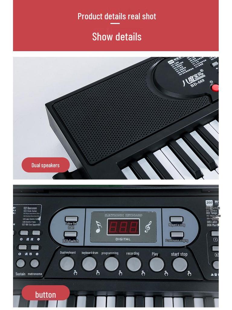 Portable 61-Key Electronic Keyboard for Beginner Students