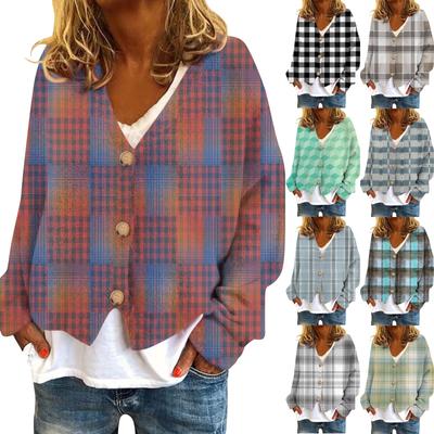 Damenmode, kurze Jacke, lässig, langärmelig, kariert, einreihig, Plüschoberteil