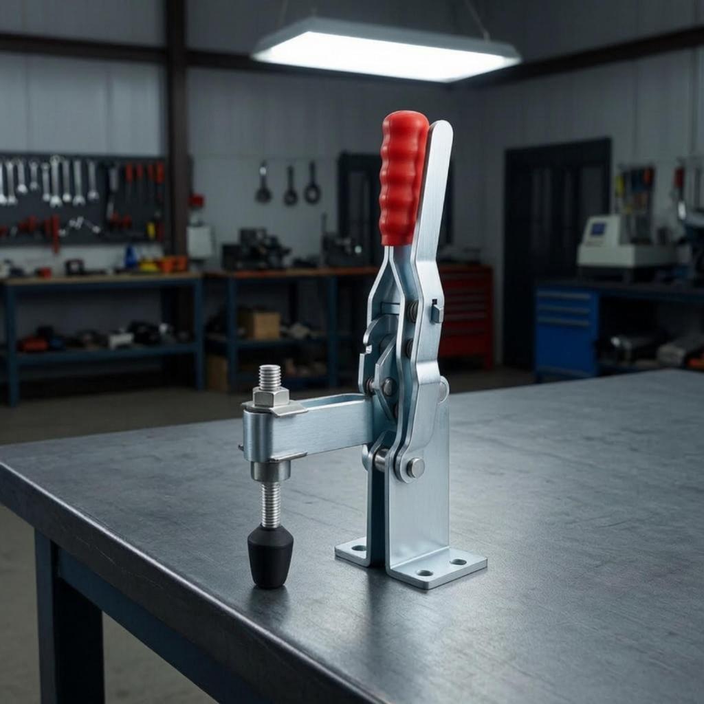 Vertical Toggle Clamp with Rubber Pressure Tip Adjustable
