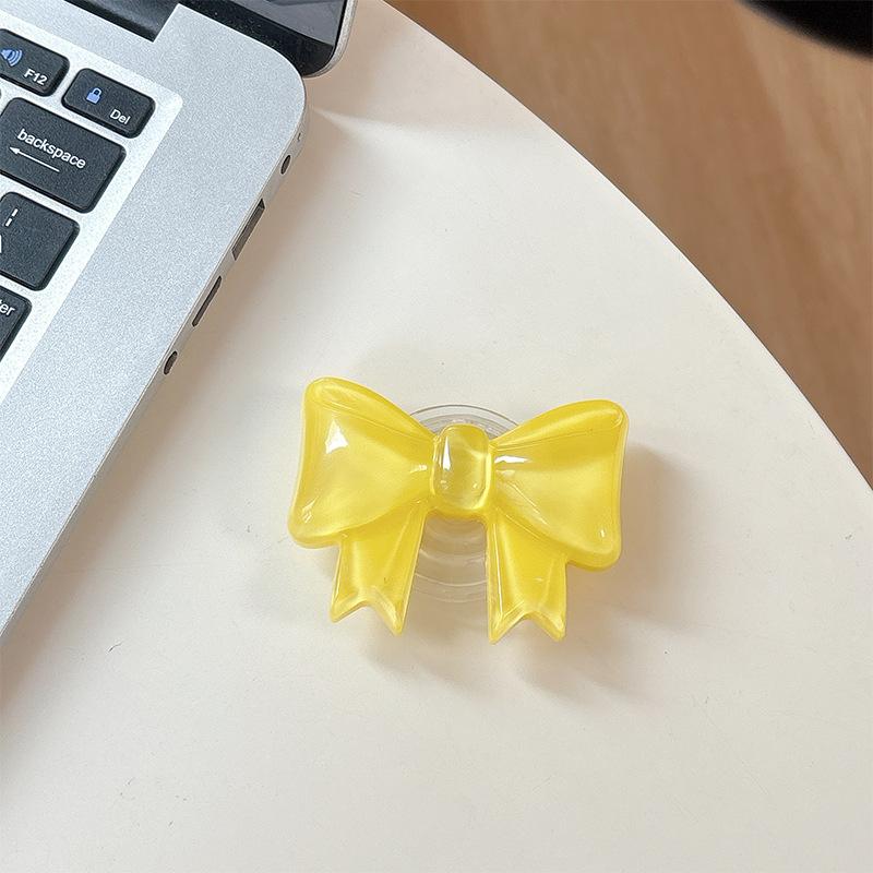 Solid Color Bow Mobile Phone Airbag Bracket Paste Retractable Ring Girl Desktop Drama Support