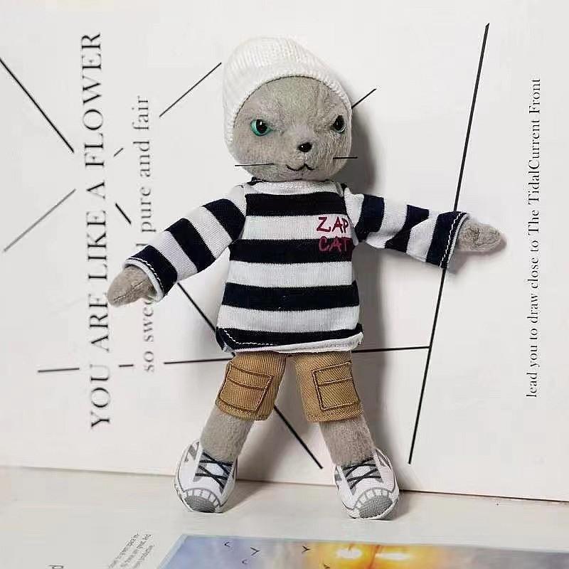 Wear Cool Clothes Cat Plush Keychain Toy Stuffed Dolls Backpack Pendant Gifts