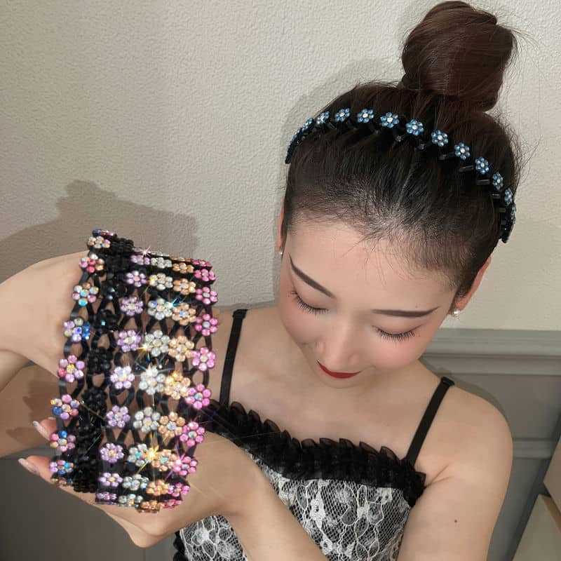 Non-slip Rhinestone Women Girls Headbands Solid Wave Hairbands Bezel Fashion Hair Hoop Ladies Boutique Hair Accessories