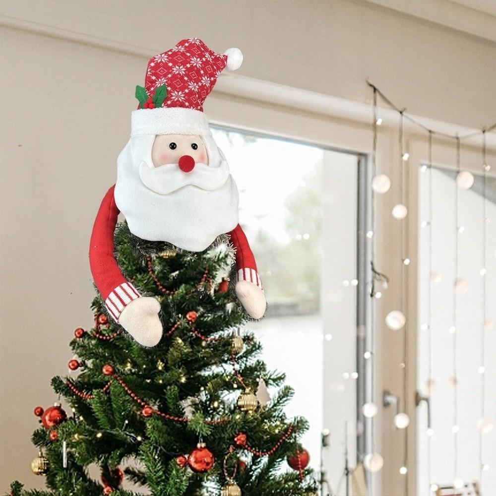 Santa Claus Snowman Christmas Tree Top Decor Vintage Traditional Christmas Decorations Tree Top Star Winter Party Tree Decor