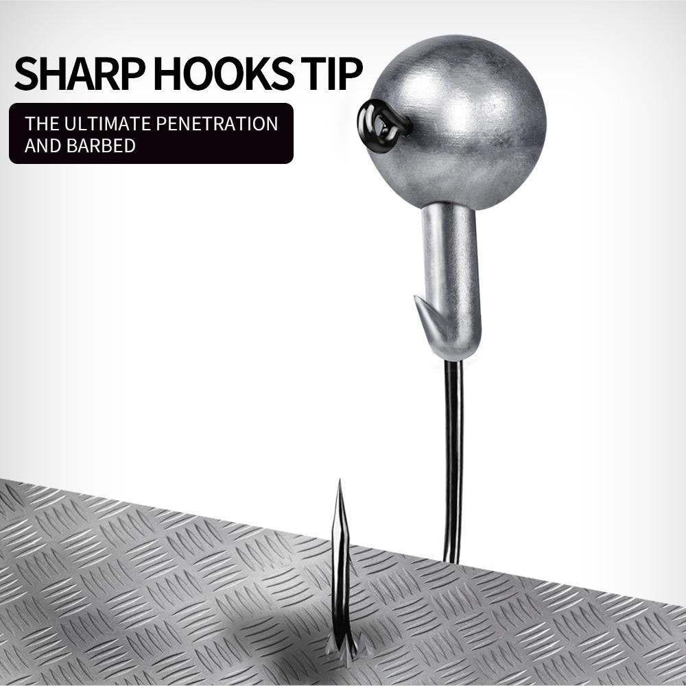 Lead Head Sharp Jig Hook 1-20g Natural Color Soft Bait Bass Fishing Lure Accessories.