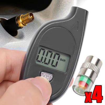 1/4pcs Indicador de pressão de pneu de carro Mini chaveiro Medidor de detecção de pneu Display LCD Alerta de pneu de carro Monitoramento Sensor de tampa de válvula