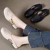 Soft Leather Bag Head Half Slippers Women's Summer 3cm Thick Heel Non-slip Versatile Fashion Round Head Middle Heel Slippers