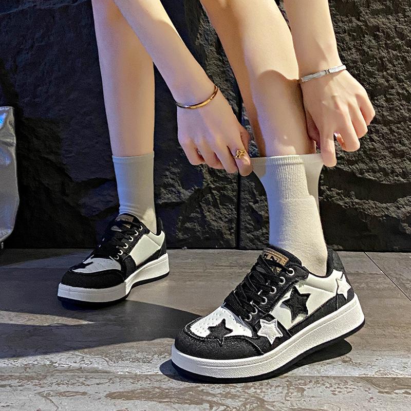 Fashion Spring/Autumn Fashionable And Casual New Comfortable Stars Breathable Thick-Soled Sprots Round-Toe Sneakers Zapatos Mujer
